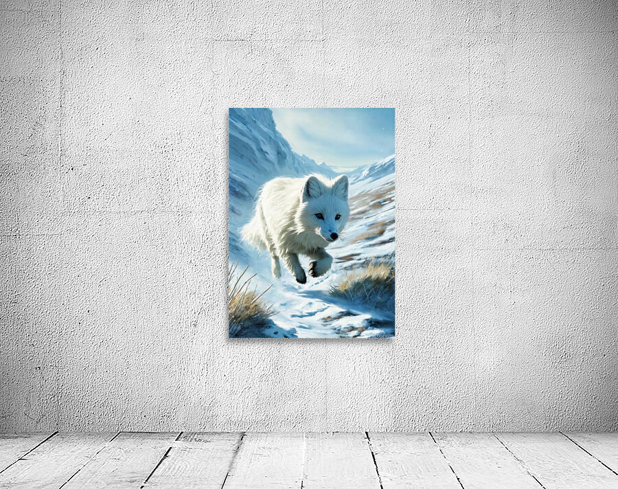 An illustration of an arctic fox with white fur  Wall Preview
