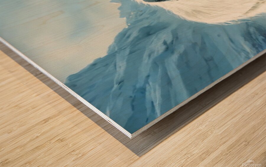 An illustration of an arctic fox with white fur  Wood print