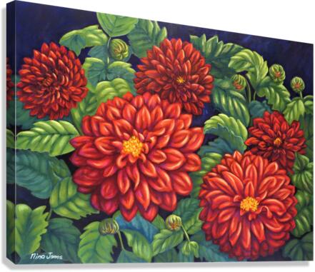 Red Dahlias Canvas Print