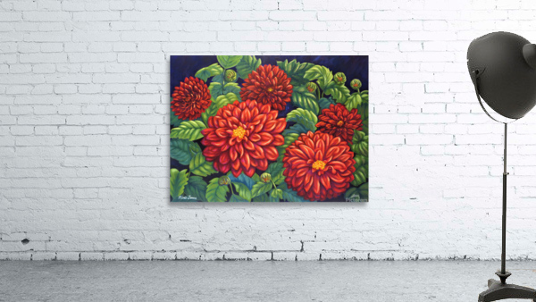 Red Dahlias Wall Preview