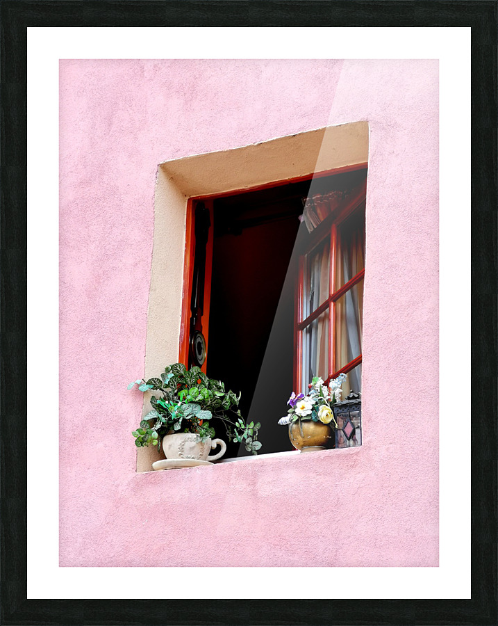 Window in Pink Wall Picture Frame print