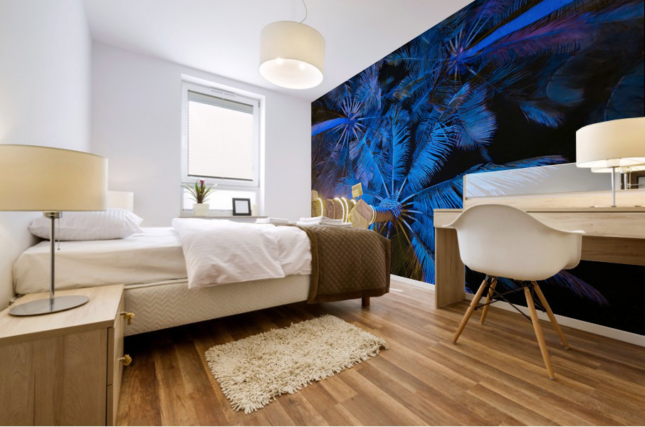 Blue Palms Mural print