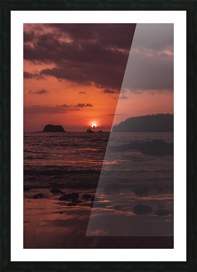 Sunset With Boat Picture Frame print