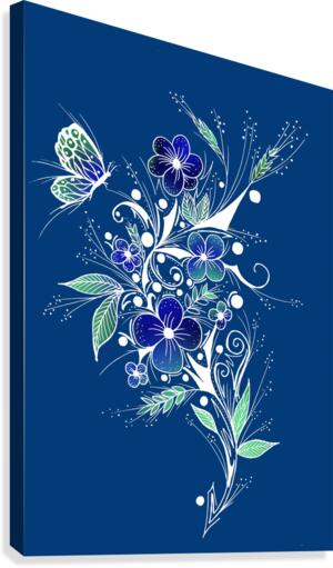 Flower Tattoo Blue Canvas Print