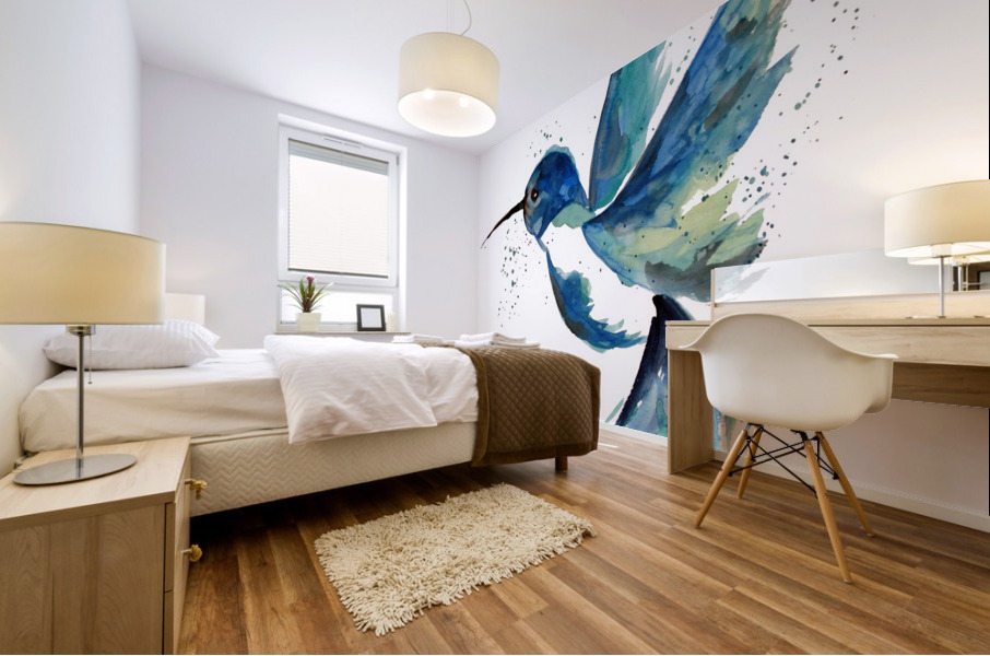 Blue Hummingbird Mural print