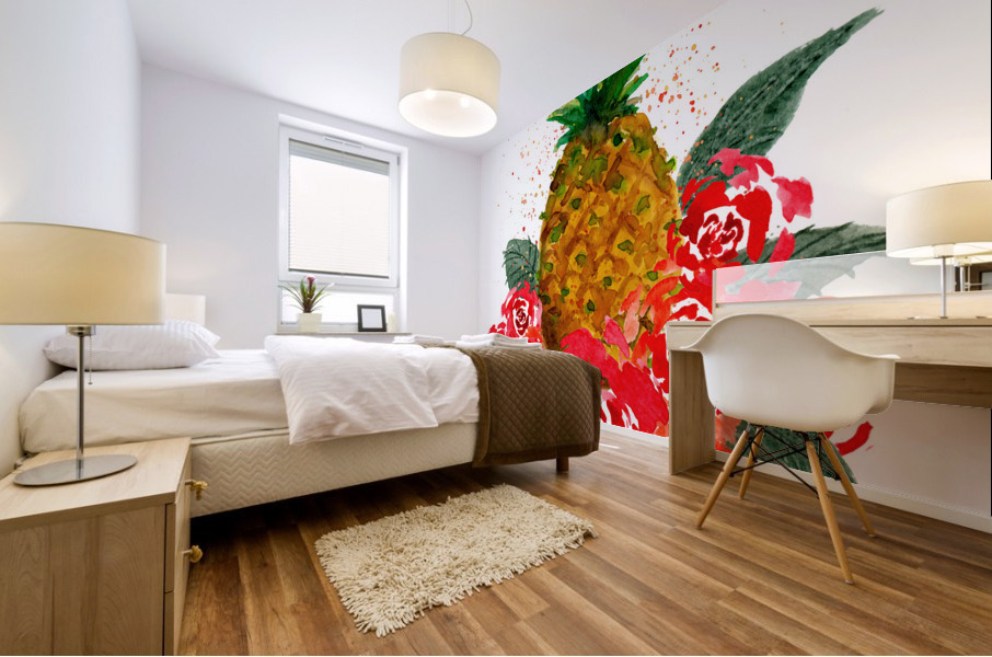 Roses and Pineapple Mural print