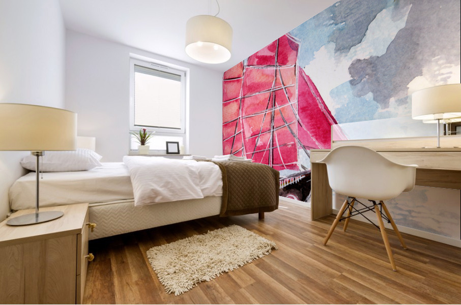Red Sails Boat Mural print