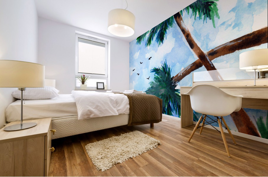 Palm Trees Beachside Mural print