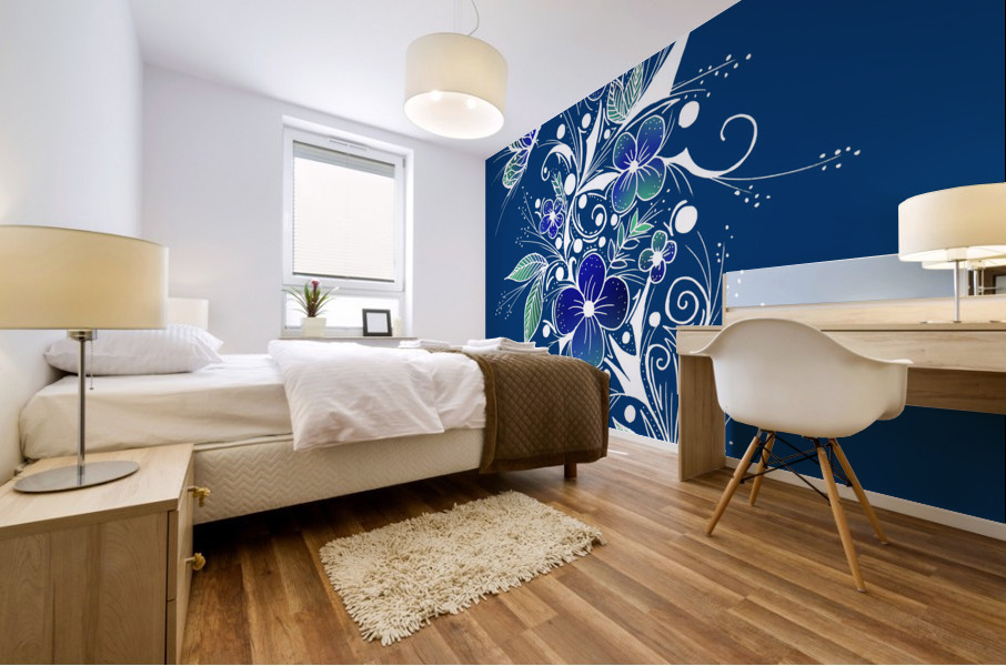 Flower Tattoo Blue Mural print