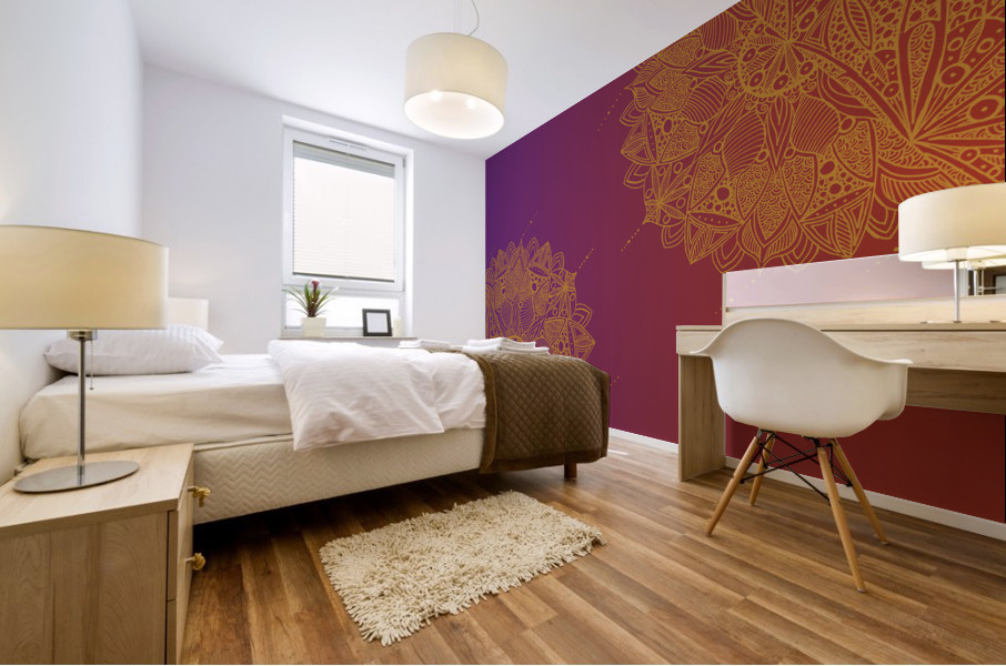 Red and Purple Mandala Pattern Mural print