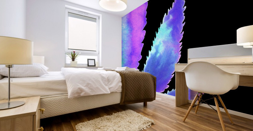 Purple Space Weed Leaf Mural print