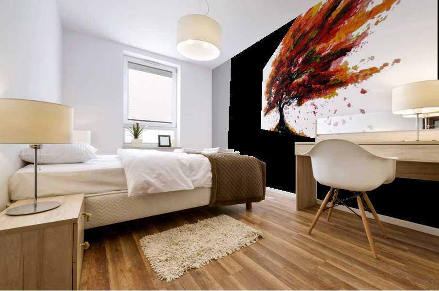 Red Autumn Tree Mural print