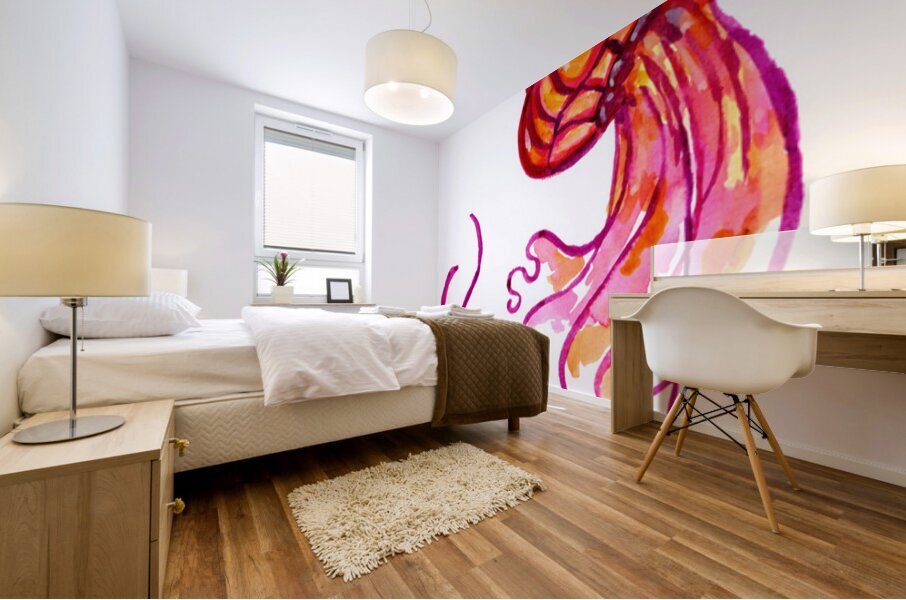 Red Jellyfish Mural print