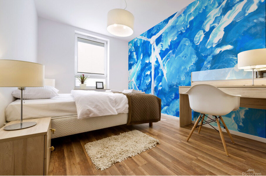 Wind Mills and Clouds Mural print