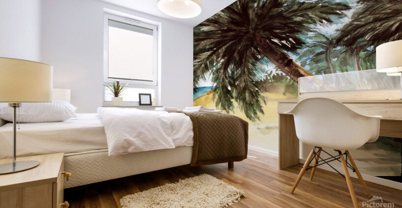 Beach with Palm Trees Mural print