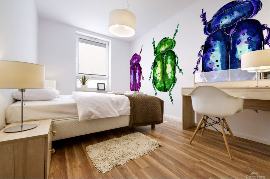 Three colorful Bugs Mural print