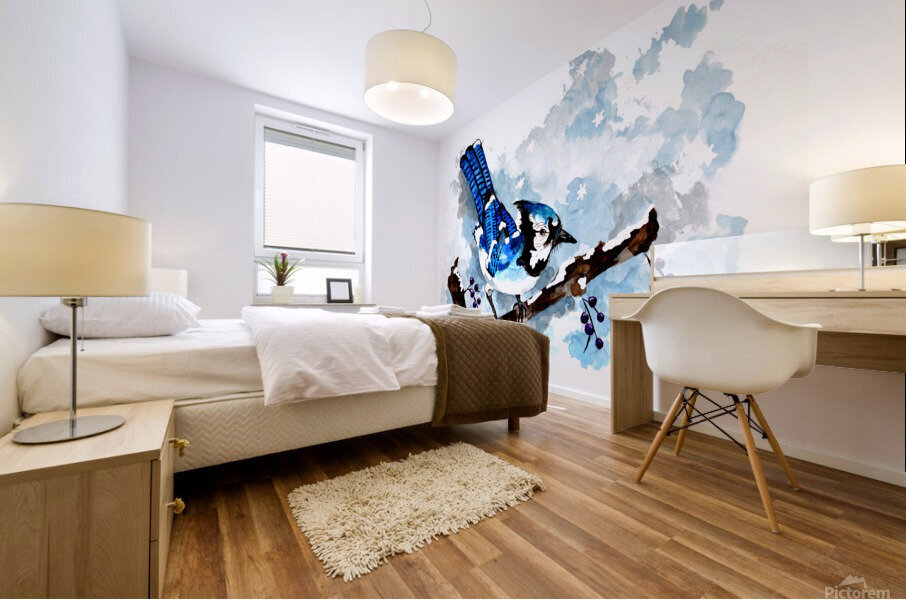 Blue Jay Winter Mural print