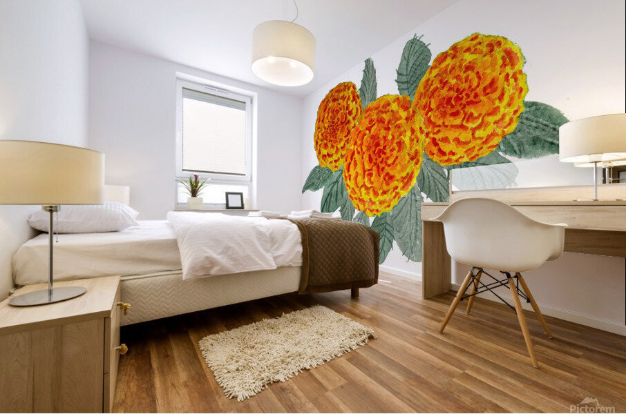 Orange Hydrangeas Mural print