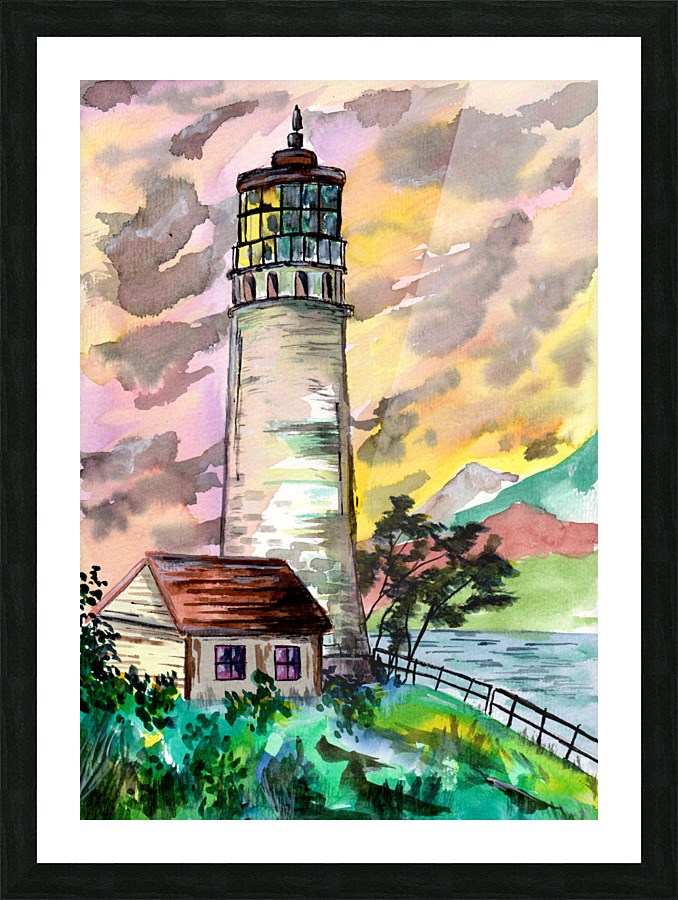 Lighthouse at Sunset Picture Frame print