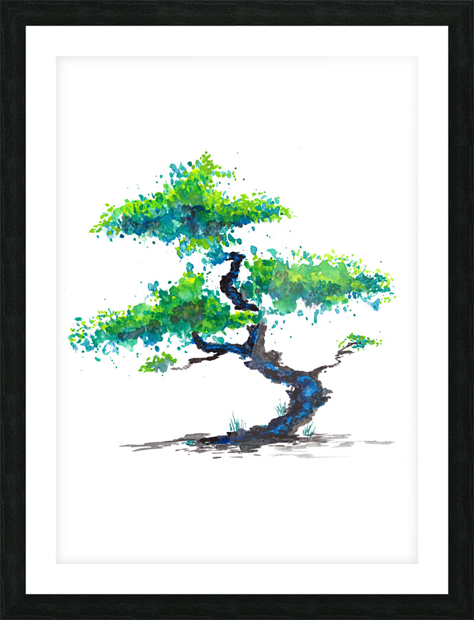 Blue Bonsai Picture Frame print