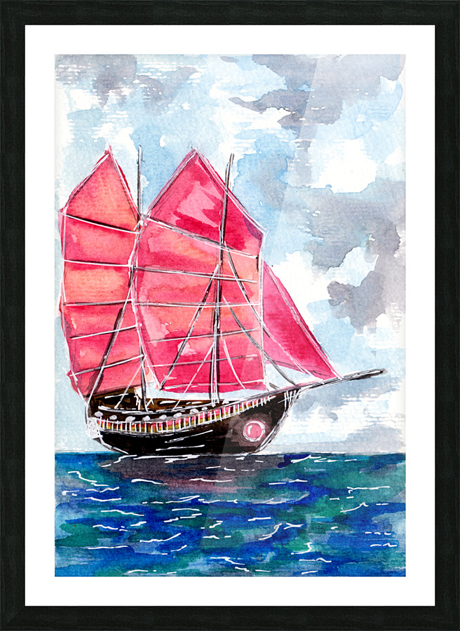 Red Sails Boat Picture Frame print