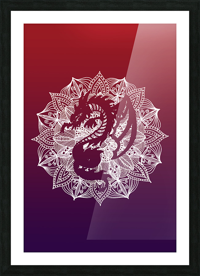 Mandala Circle Dragon Picture Frame print