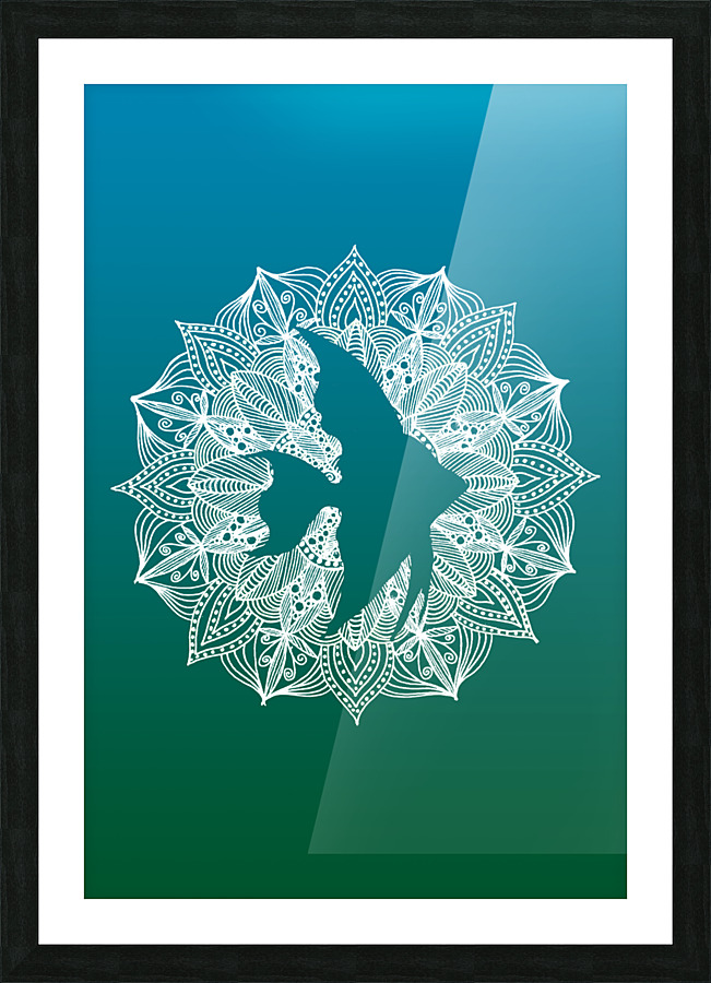 Mandala Circle Fish Picture Frame print