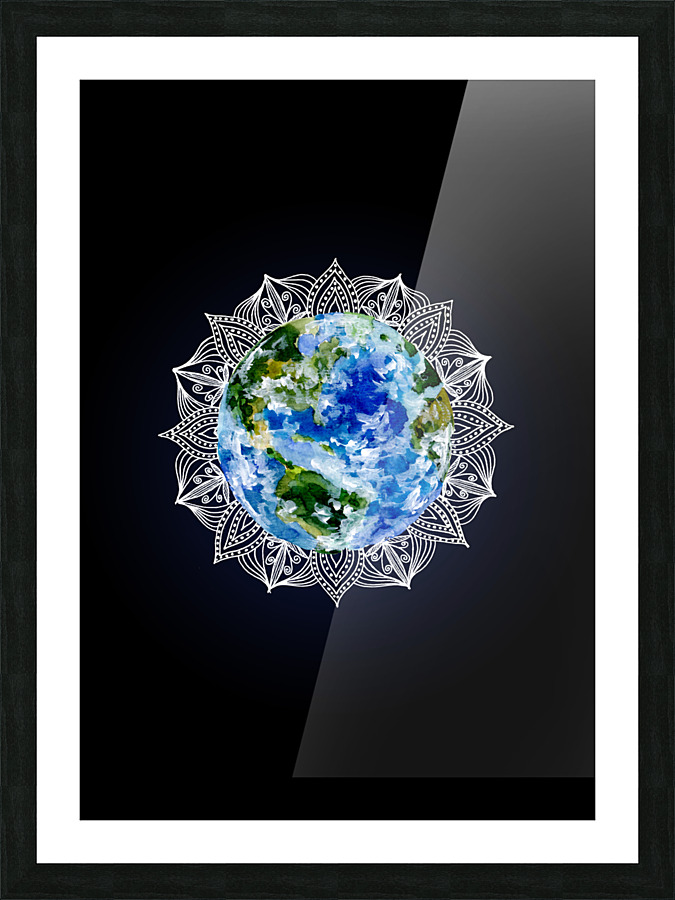 Planet Earth Mandala Picture Frame print