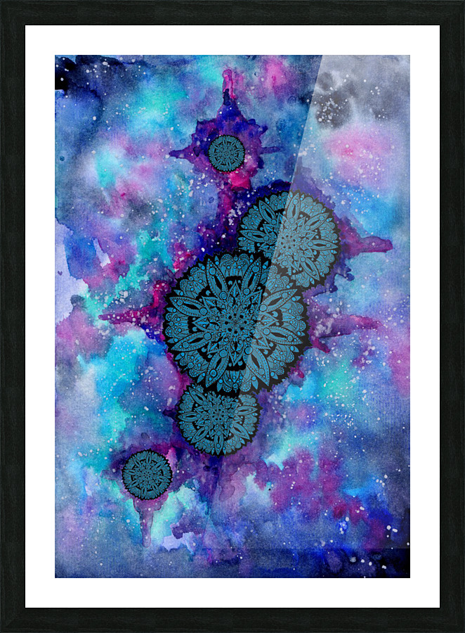 Blue Space Mandala Cluster Picture Frame print