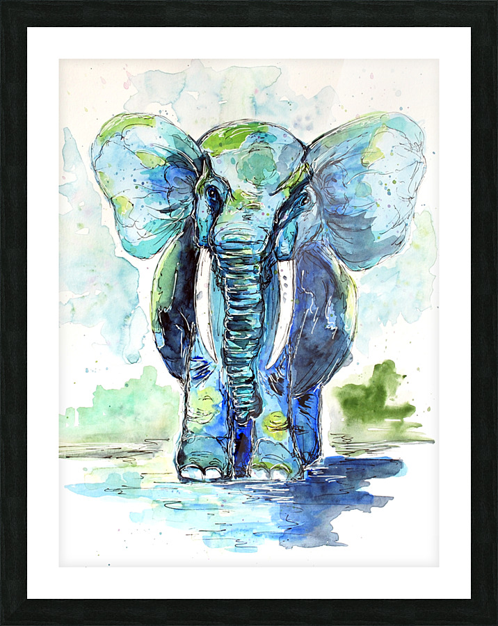 Chubby Blue Elephant Picture Frame print