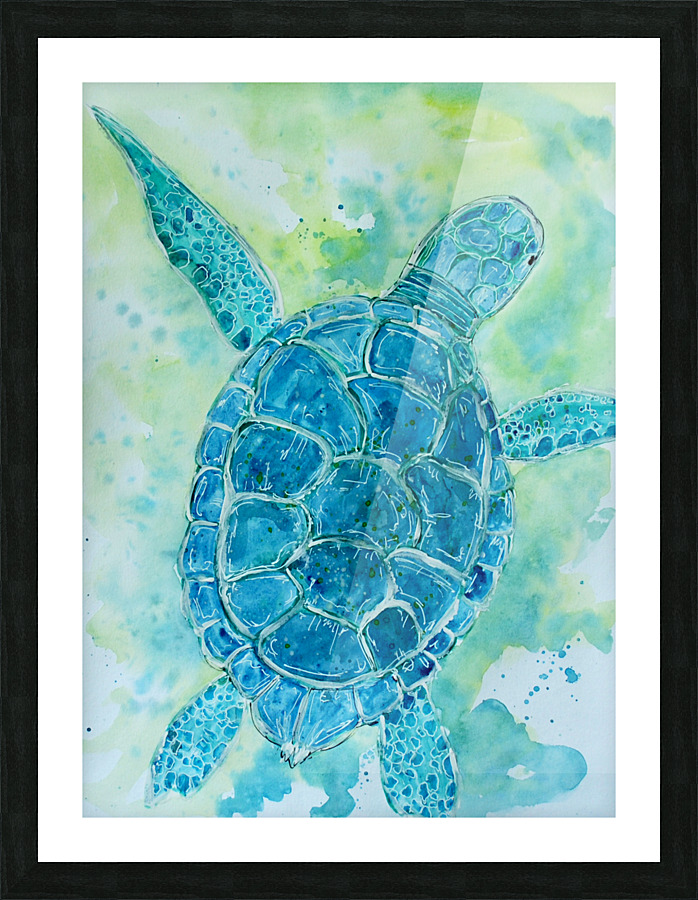 Blue Sea Turtle Picture Frame print