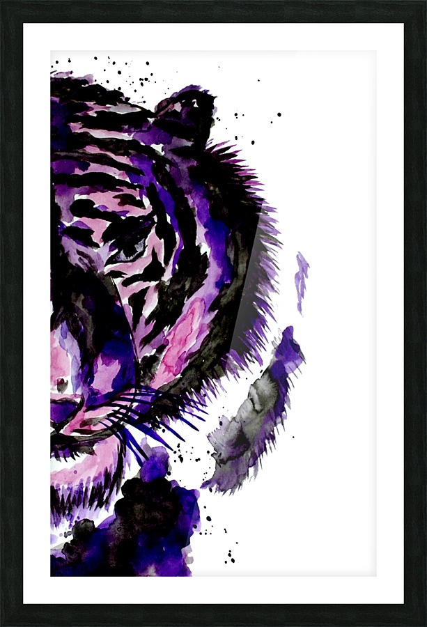 Purple Tiger Half Face Picture Frame print