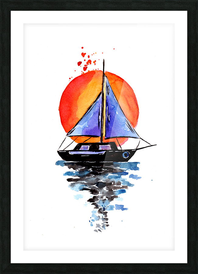 Purple Sails Boat Picture Frame print