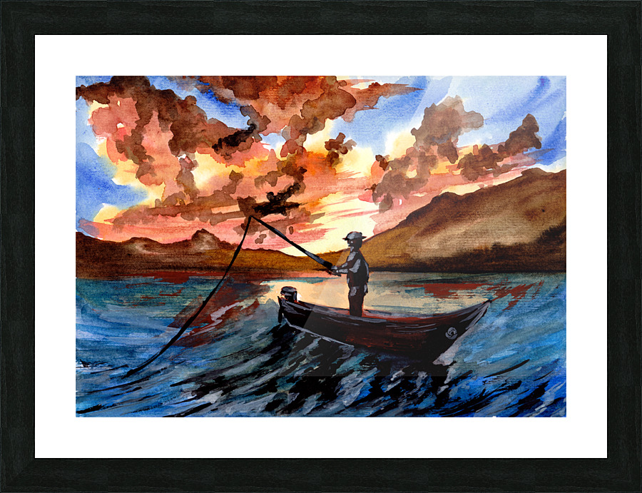 Fishing at Sunset Picture Frame print