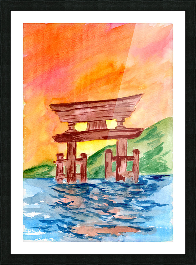 Wooden Temple Gate in between Elements Picture Frame print