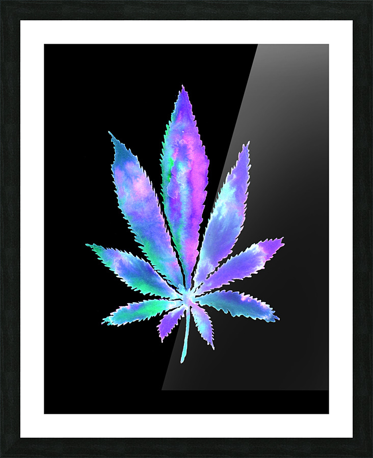 Purple Space Weed Leaf Picture Frame print