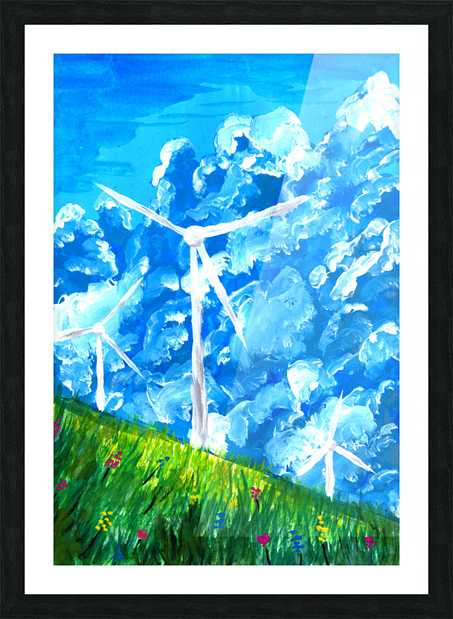 Wind Mills and Clouds Picture Frame print