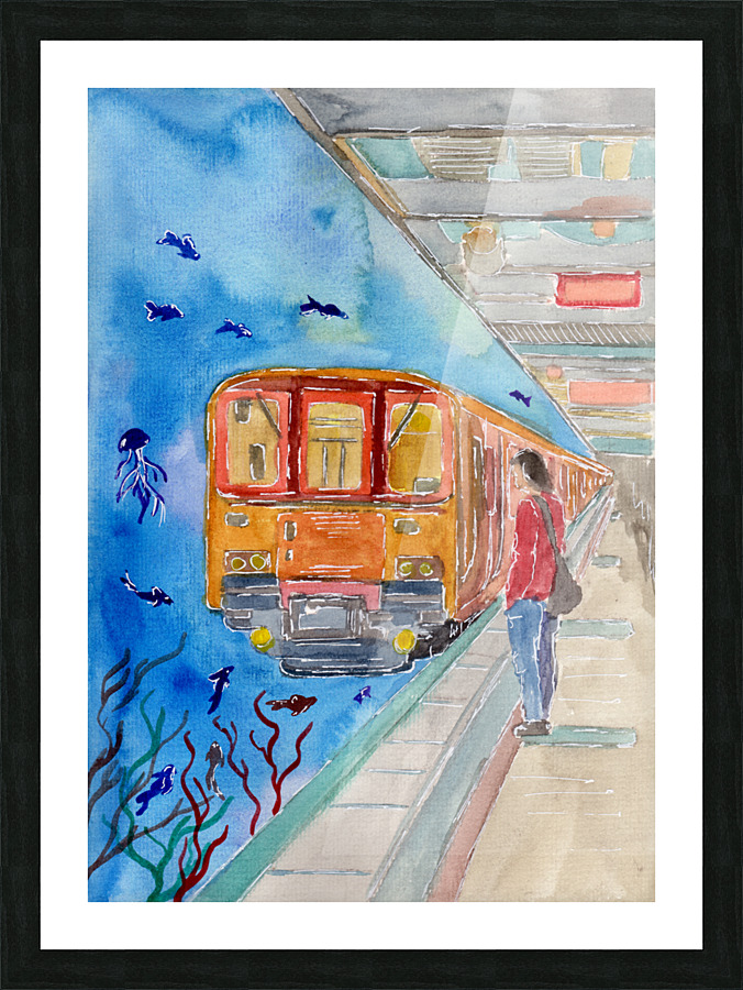 Underwater Trainstation Picture Frame print