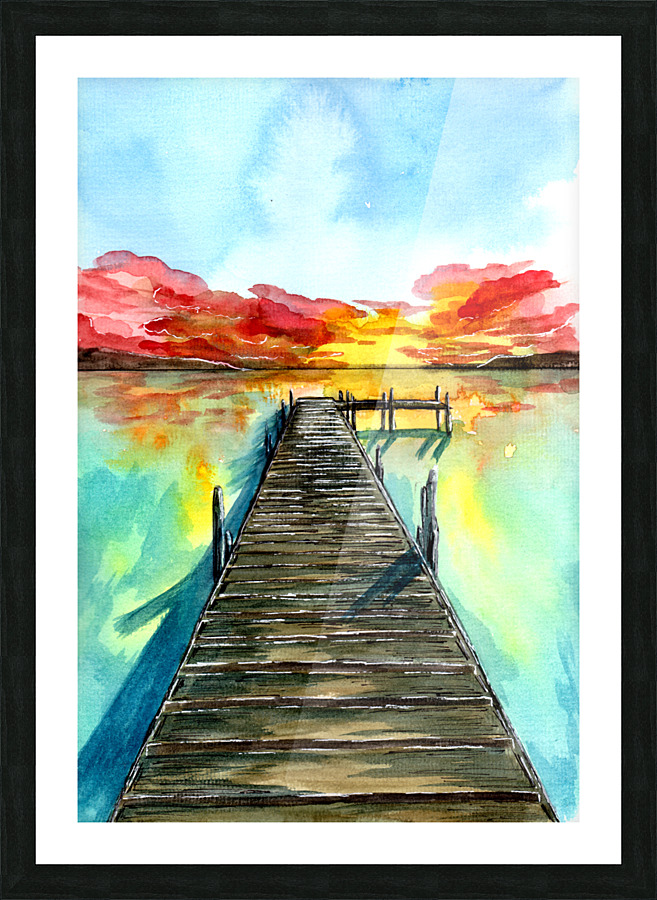 Lake Sunset Picture Frame print