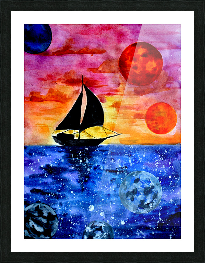 Space Sailing Boat Picture Frame print