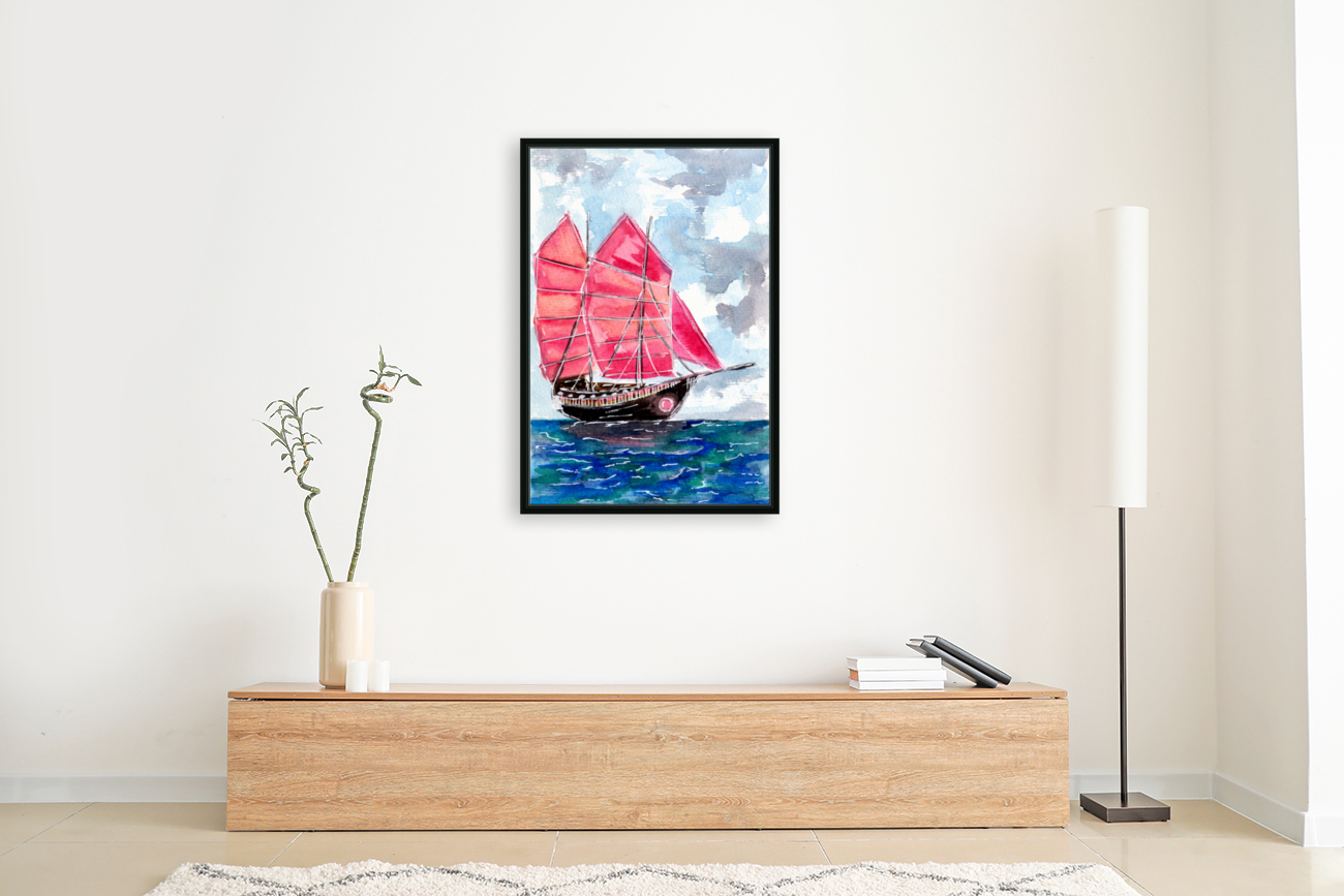 Red Sails Boat Reproduction