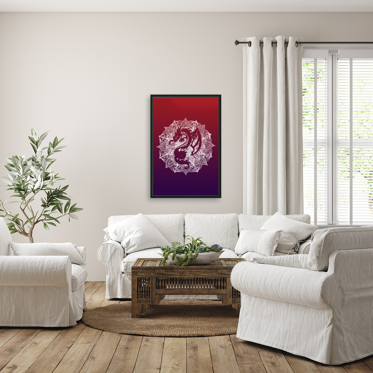 Mandala Circle Dragon Reproduction