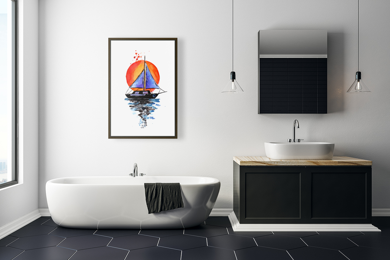 Purple Sails Boat Reproduction