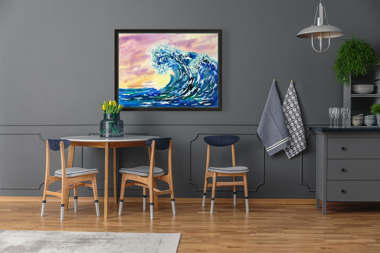 Summer Waves Sunset Reproduction