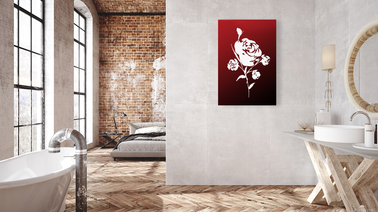 White Rose on Red Reproduction