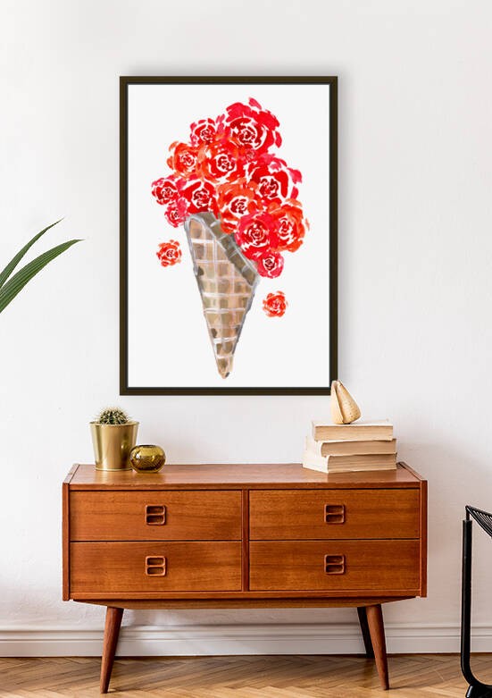 Red Roses Ice Cream Cone Waffle by Sebastian Grafmann