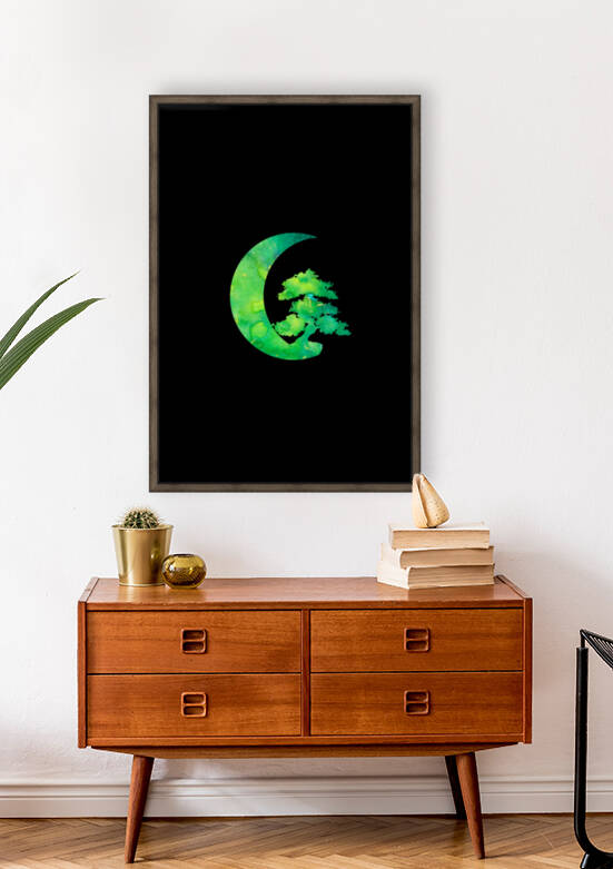 Green Crescent Moon Bonsai Tree by Sebastian Grafmann