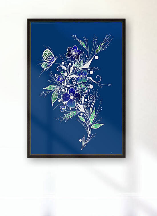 Flower Tattoo Blue Reproduction