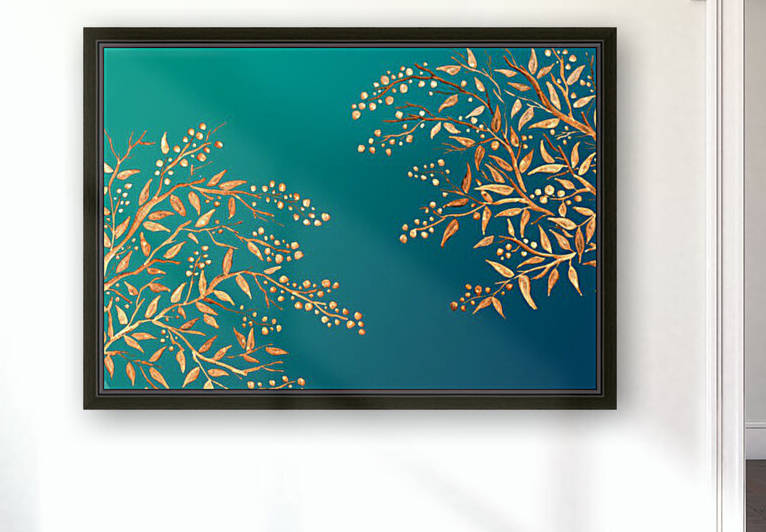 Golden Branches on Turquoise by Sebastian Grafmann