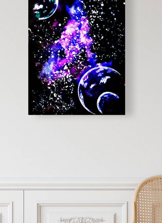 Purple Galaxy with Planets by Sebastian Grafmann